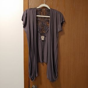 Short sleeved draped cardigan